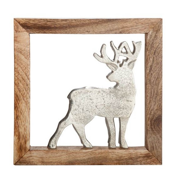 Holz Bilderrahmen Hirsch silber 20x20cm Gilde