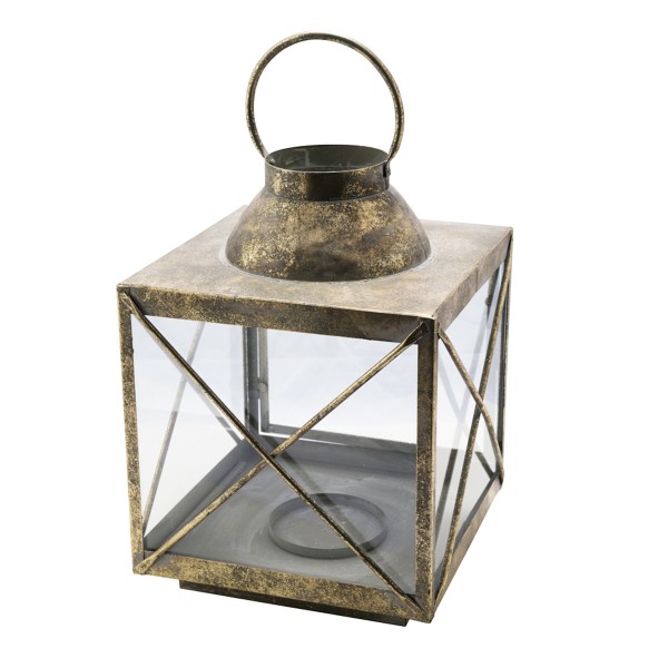 Laterne mit Henkel antik gold 28x39cm