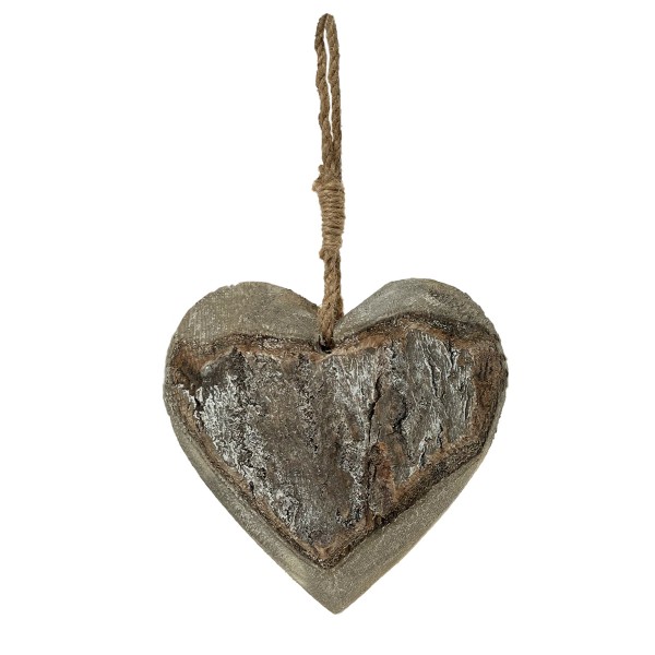 Natur Holz Herz, grau, 15cm, Hänger