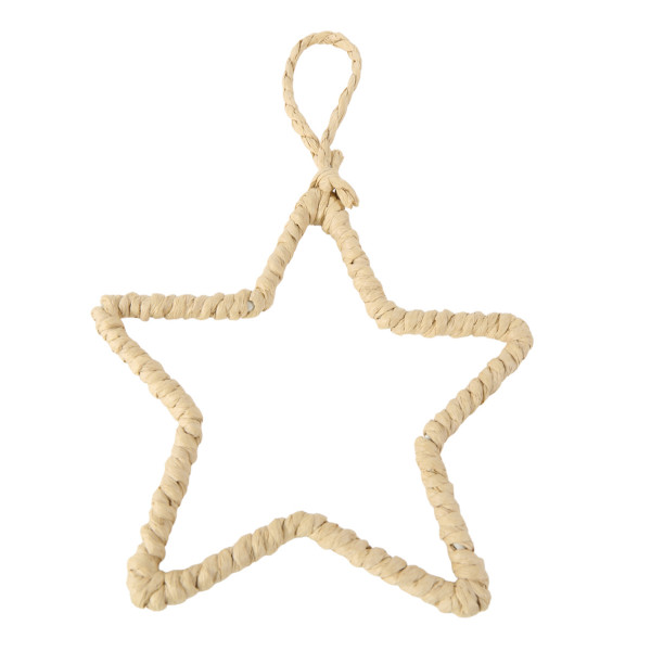 Deko Stern Jute-Bast Natur, Jutestern hell, Weihnachtsstern umwickelt, Ø15cm