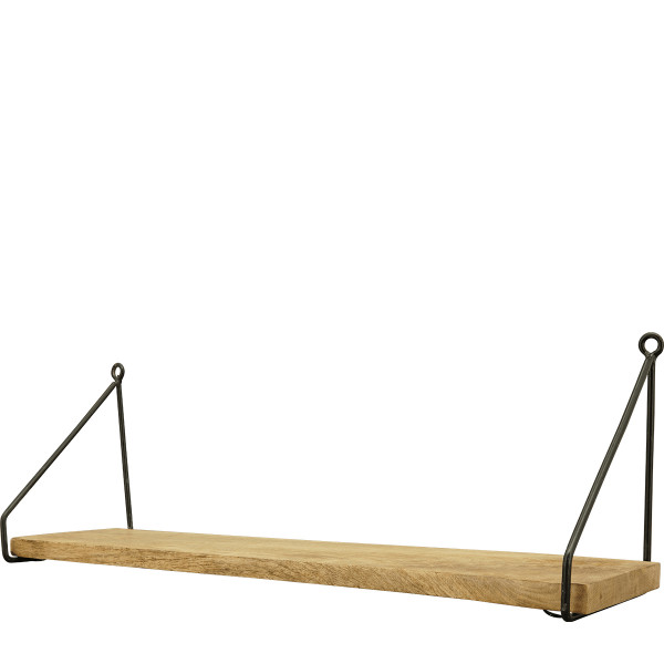 Holz Wandregal Puri, schlichtes Holzbrett mit Metallbügel, 60x20cm, Metall-Holz