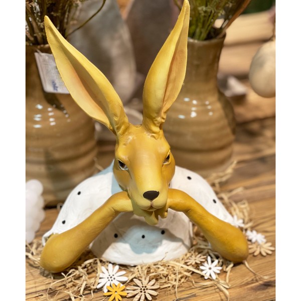 Deko Hase mit Pullover, Hasenbüste, 28cm, Polyresin