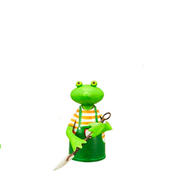 Deko Zaunhocker, Frosch Gärtner mit Schaufel, 21cm, Metall