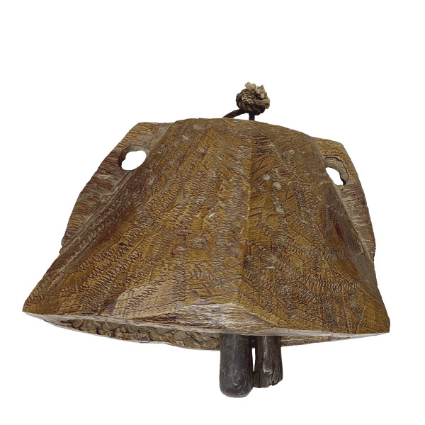 Deko Kuhglocke Antik, Rustikale Holzglocke aus Naturholz, 22x16cm