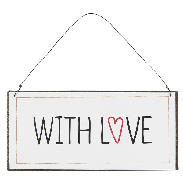 Deko Schild Liebe, Metallschild With Love, 7x15cm, Ib Laursen