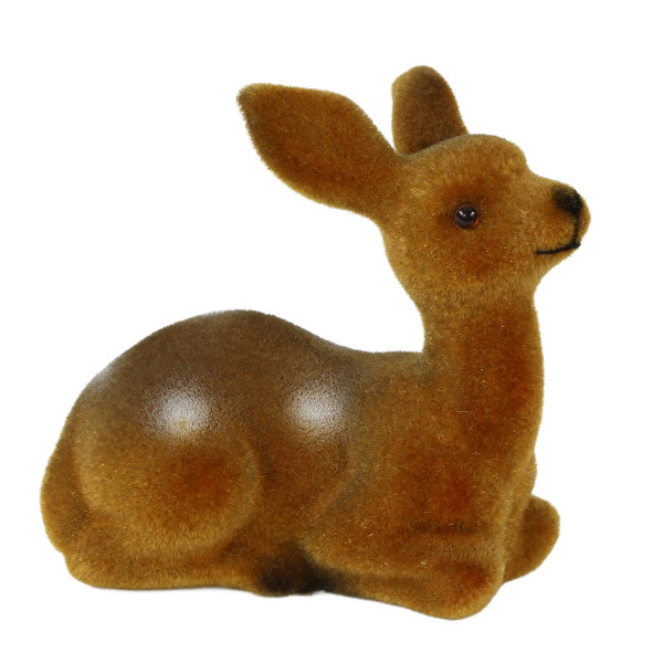 Deko Reh Bambi samtlook braun, Kunststoffbambi liegend, 13cm