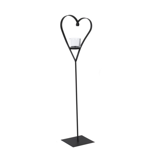Deko Windlicht Herz Diana, geschwungenes Metallherz auf Metallständer, 135cm, WMG Grünberger