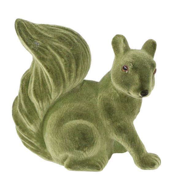 Deko Eichhörnchen samtlook grün, Kunststoff Eichhörnchen, 18cm
