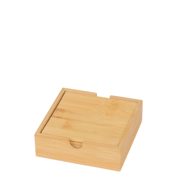 Untersetzer Bambus, Holzuntersetzer quadratisch, 4 St in der Box, 10x10cm