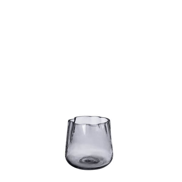 Teelichtglas grau wellenförmig 8,5x8,5cm, Sandra Rich
