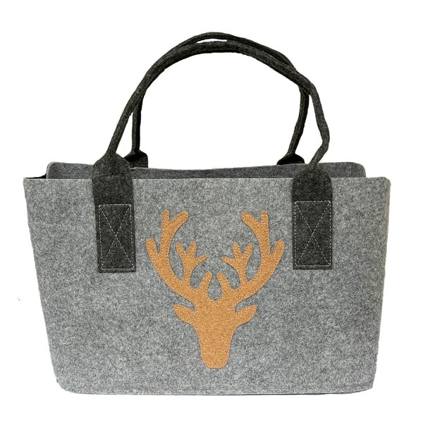 Filz Tasche Hirsch, helles grau, Kork, Gilde