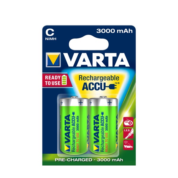 Varta Batterie, Recharge Accu, R2U, C Baby, 2St. im Blister