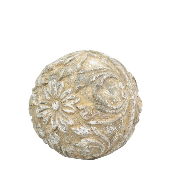 Deko Gartenkugel, Ornament, used look, beige-weiß, Ø14,5cm