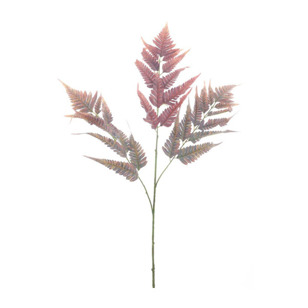 Kunstpflanze Farn, Lederfarn Zweig burgundfarben, 95cm