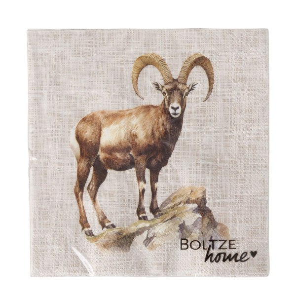 Papierservietten Steinbock Poldie, 33x33cm, Boltze Home Collection