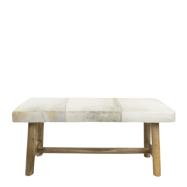 Kuhfell Bank, Chalet, grau, 95x40cm, Mars &amp; More